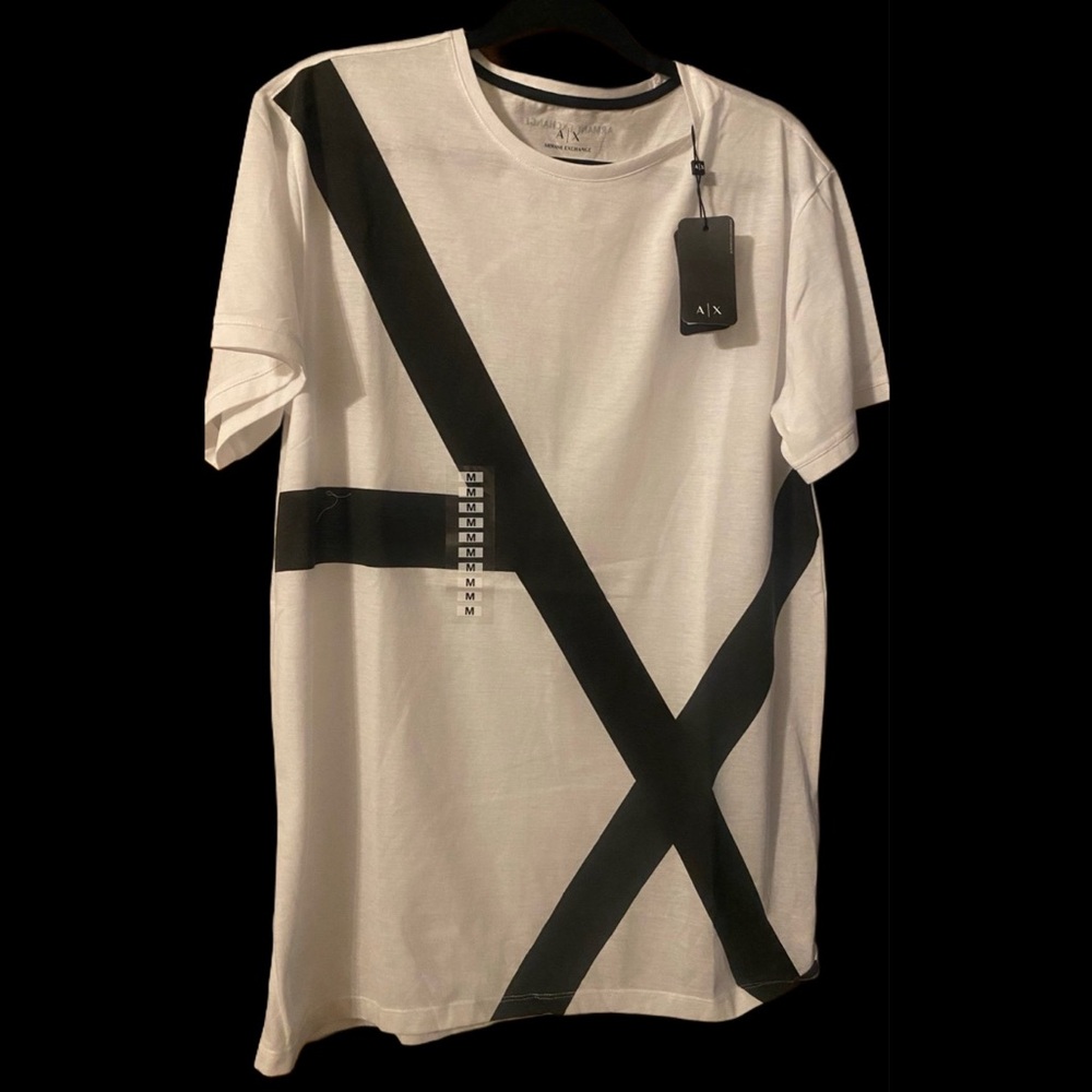 Armani Exchange White Crew Neck with Black Front A/X logo